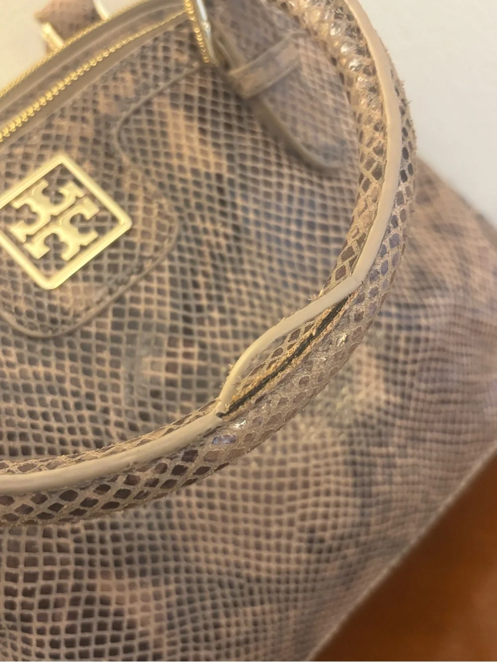 Tory Burch Catalina Python Print Leather Satchel Bag